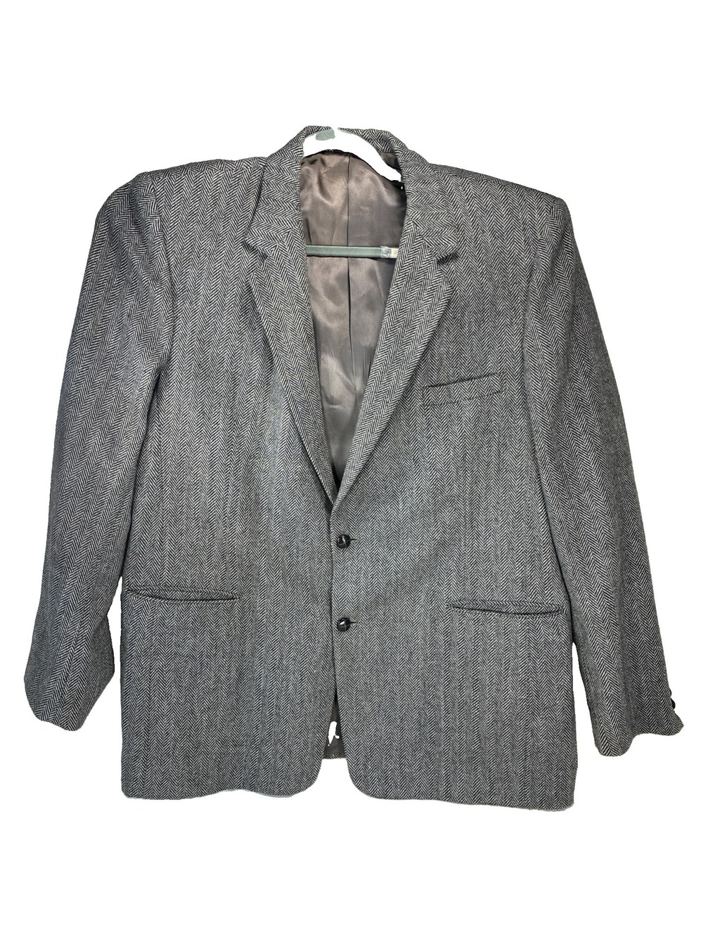 VTG Joe Namath Signature Blazer 50XT Grey Tweed Herringbone Sport Coat Mens Big